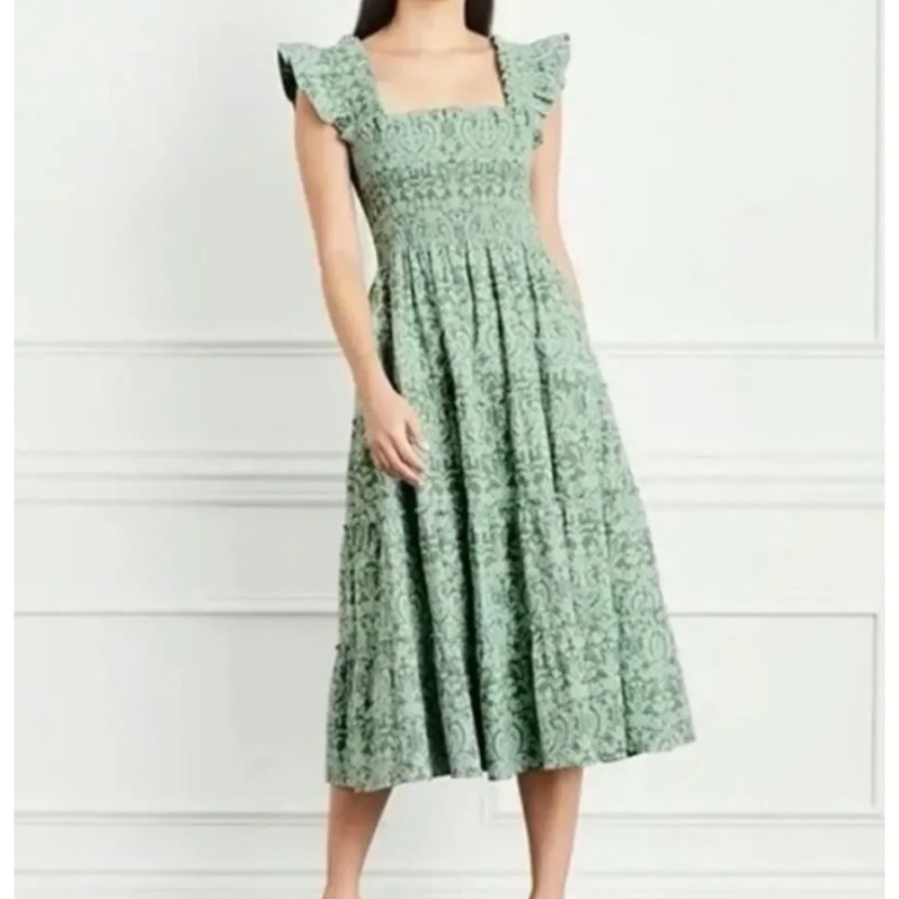 hill house the ellie nap dress in green jacquard, women size xx-large xxl